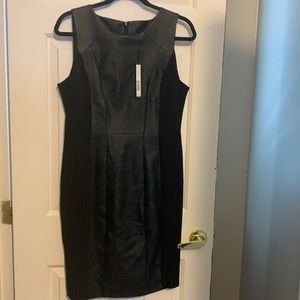 Harve Bernard black faux leather sheath dress